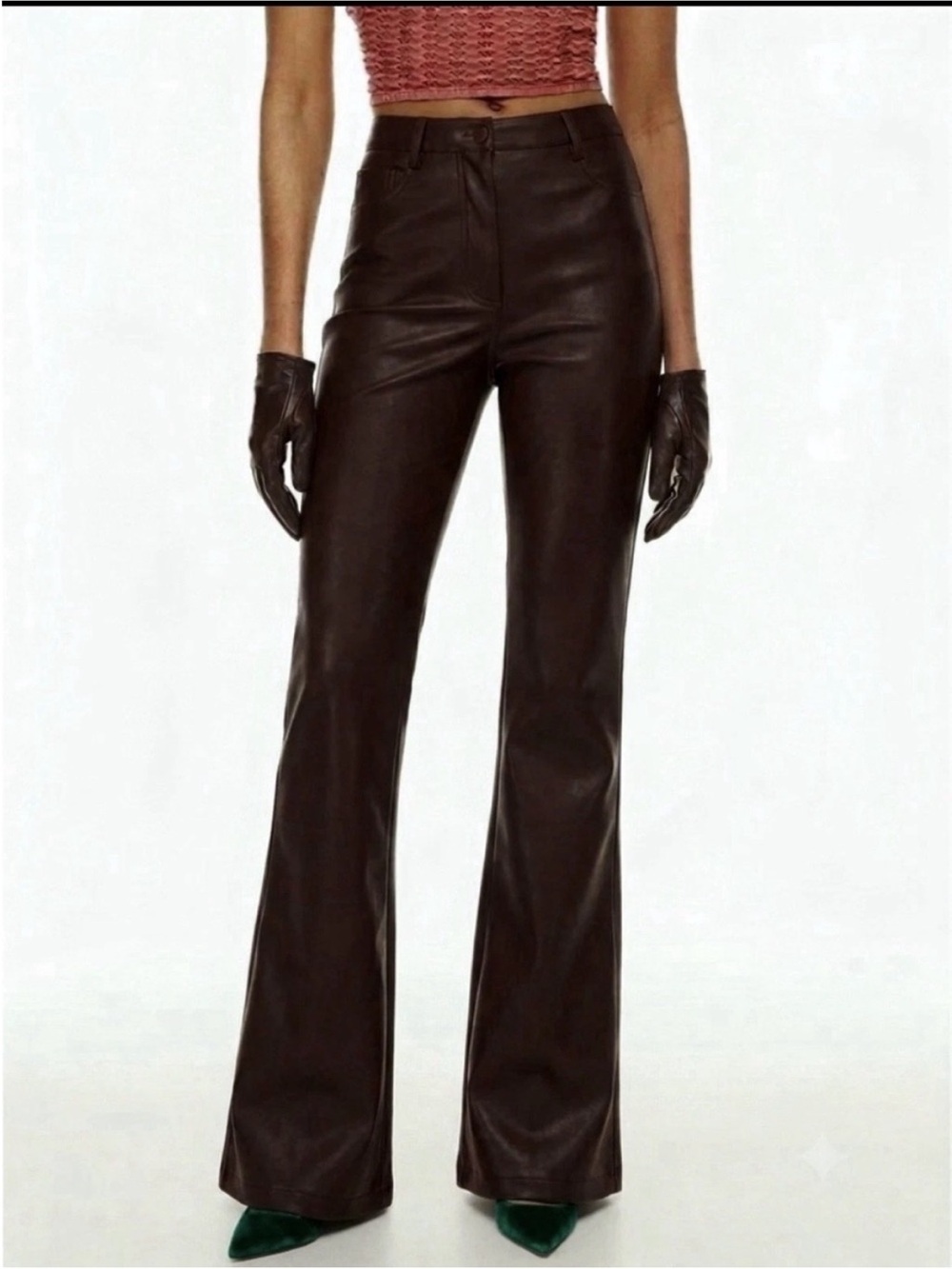 Aritzia Wilfred Melina Flare
Pant Size 0 Black Vegan Leather High Rise 33"